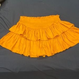 Golden yellow tiered smocked skirt